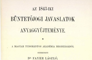 Mezey Barna írása az 1843. évi börtönügyi törvényjavaslatról